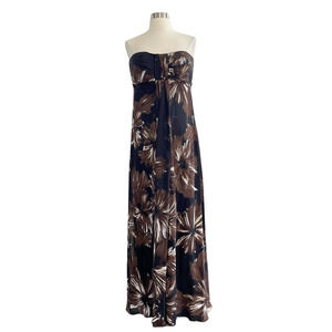 White House Black Market Empire Strapless Maxi Dress Floral Neutral 10
